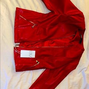 Red leather jacket